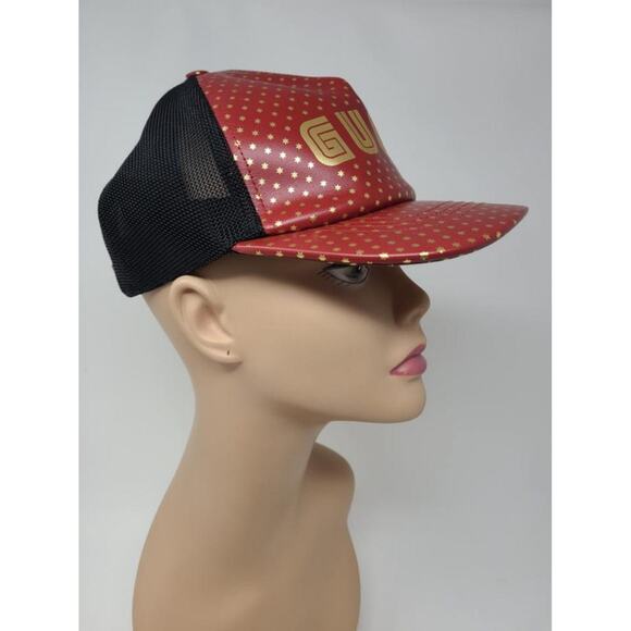Gucci red gold-tone logo printed baseball cap L sz main image 5